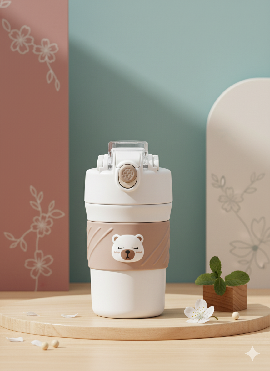 Cute Bear coffee stainless steel bottle