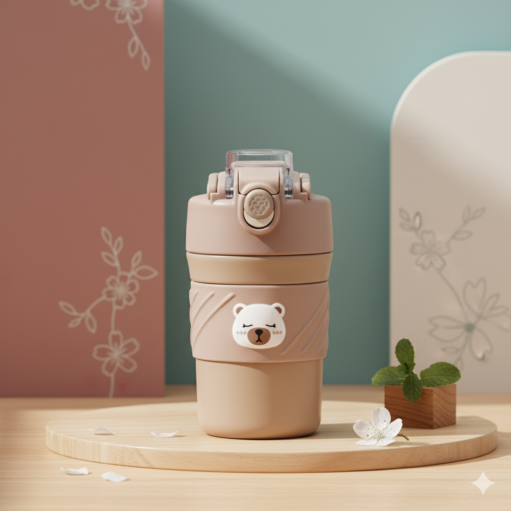 Cute Bear coffee stainless steel bottle