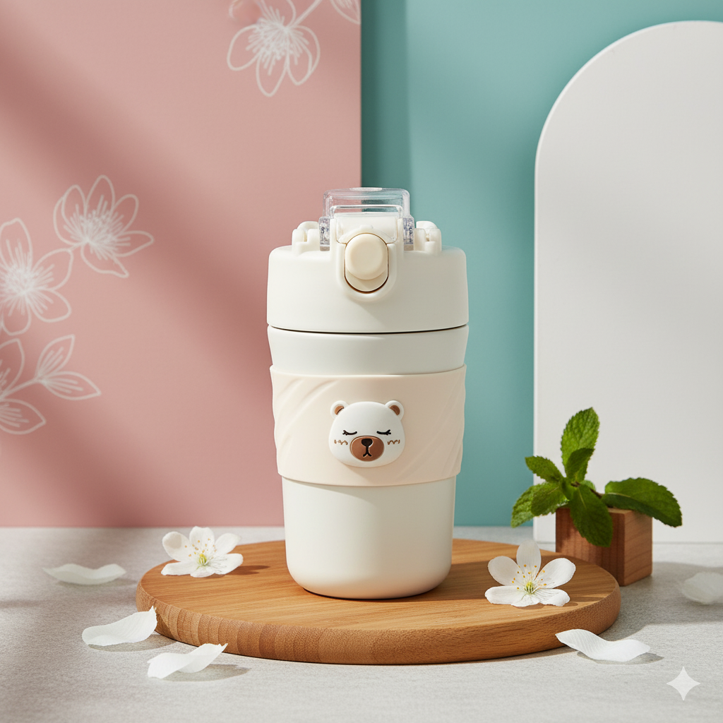 Cute Bear coffee stainless steel bottle