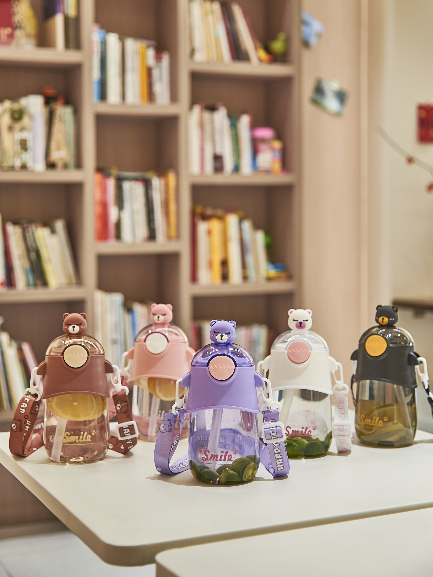 Kids bear straw waterbottle 600ml