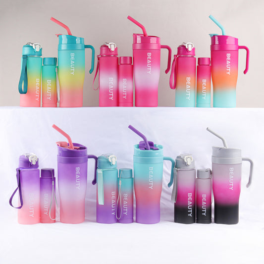 3-In-1 Gradient Color Plastic Water Bottle Set (1200ml +700ml+200ml)